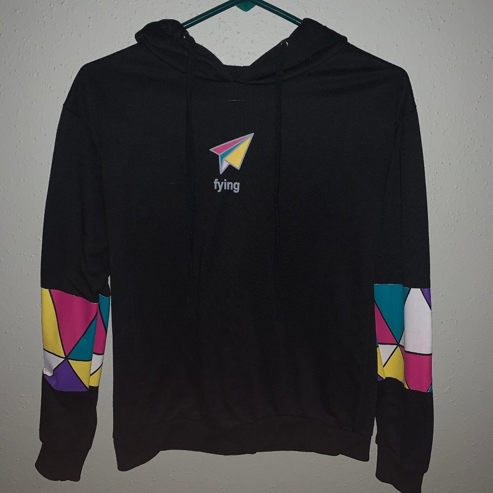 Black Hoodie W/ Colorful Sleeves
